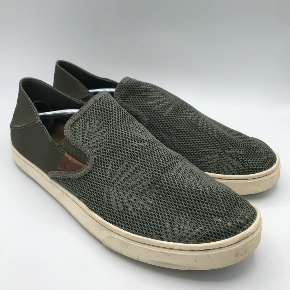 OluKai Pehuea Casual Slip On Comfort Shoes Green Foliage Print Women's‎ 11 Mesh